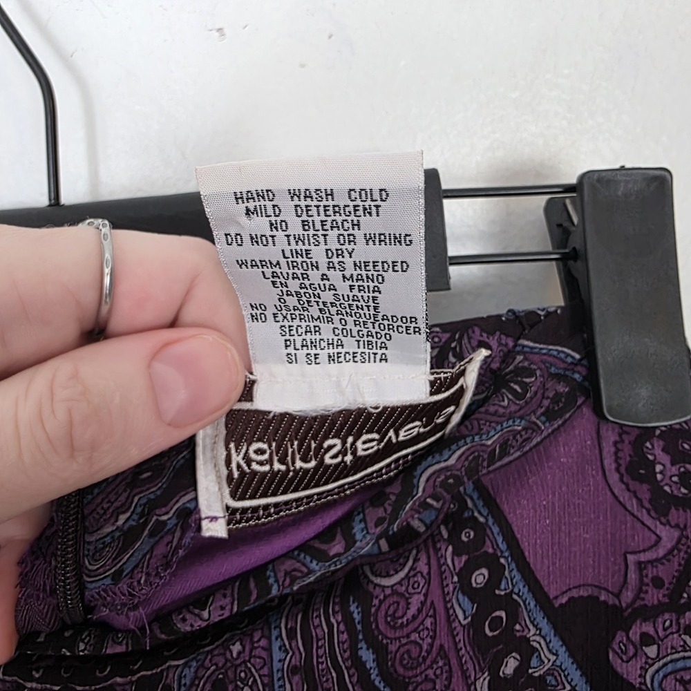 Purple Black Patterned Whimsygoth Fairy‎ Y2K Chiffon Slip Maxi Skirt Size Large - Picture 4 of 7